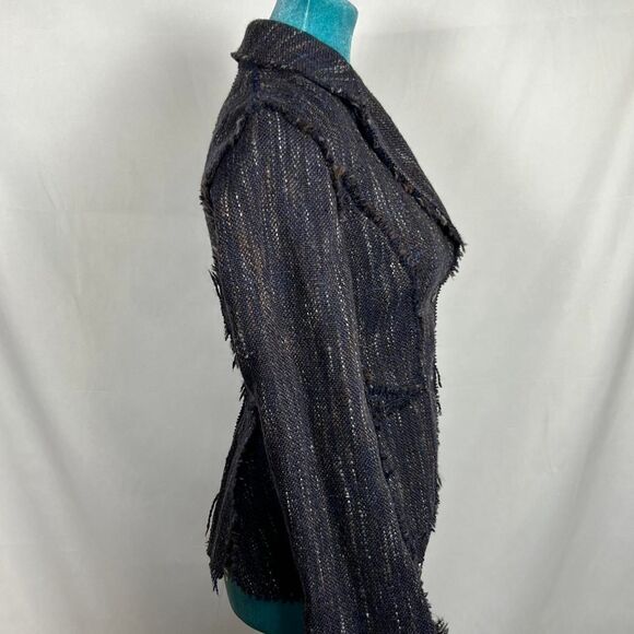 Luxe Paul Smith Women's Made in Italy Fringed Tweed Blazer Size 38 EU Small 4 US - Picture 5 of 8